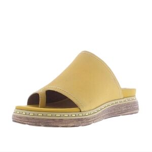 OtBT "Oversky" Boho Leather Top-Stitch Platform Slip-On Sandal